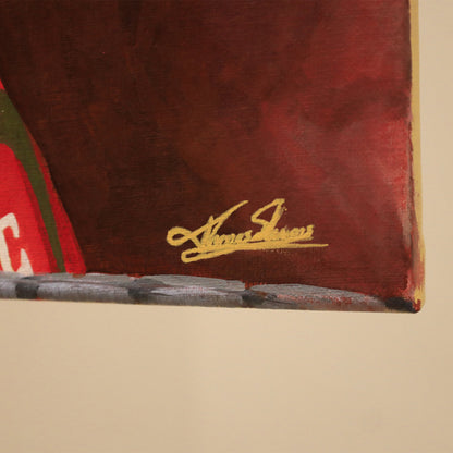 Hill 68 | Team Lotus - Team Lotus - Graham Hill - Team Lotus - James Stevens Artist - - - - "Featuring Graham Hill and his mechanics during the 1968 Spanish Grand Prix in Jamara, taking home a win in his Lotus Cosworth 49. This painting is very special, taking you back to a time before computers and digital cameras, transporting you into the discussion around Graham's set-up, with a subtle but modern abstract twist. A particularly special detail for me is the reflection of a mechanic in the visor" - James S