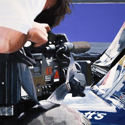 Hill 93 | Williams - Williams - Damon Hill - Williams - James Stevens Artist - - - - "Damon Hill in his 1993 Williams Formula 1 car. This is one of my favourite paintings, transporting you back into the 90s, alongside the livery advertisers of SEGA and CANON, even a small sonic hedgehog on the helmet. However, it's truly Damon's eyes that grab you, bringing you into focus" - James Stevens - Formula 1 art - F1 art - Formula 1 artist - Formula 1 painting - F1 painting - Motorsport art - Motorsport painting - 